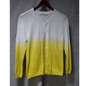 Trina Turk Yellow Gray Ombre Button Front Cardigan Sweater Size Small